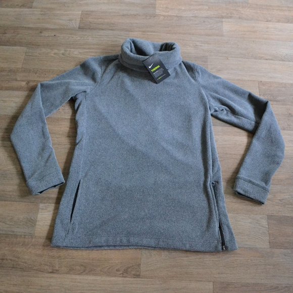 NWT Nike Therma Women's Tunic Training Fleece Cowlneck Pullover Charcoal Size S - Picture 1 of 7